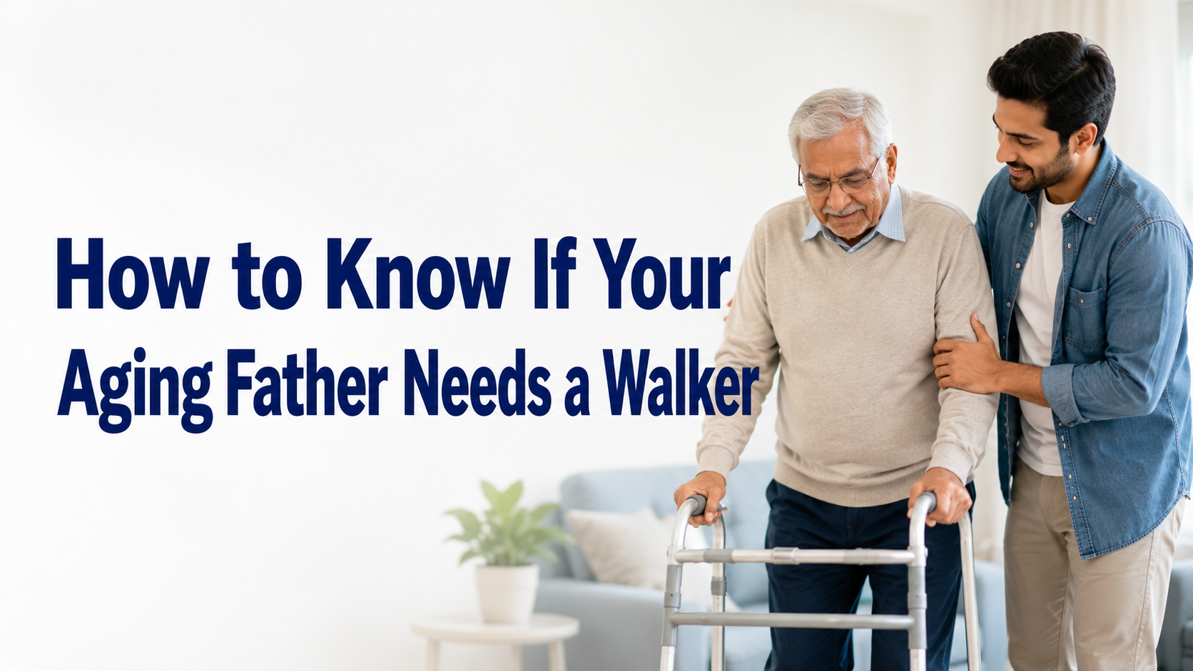 Caregiver assisting a senior with walker support
