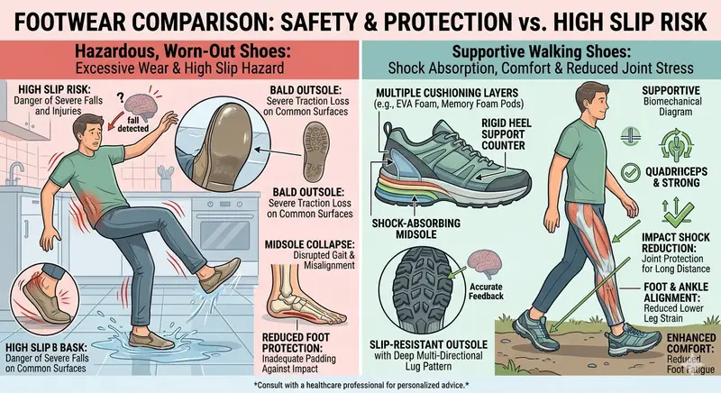 Footwear comparison safety and protection versus high slip risk