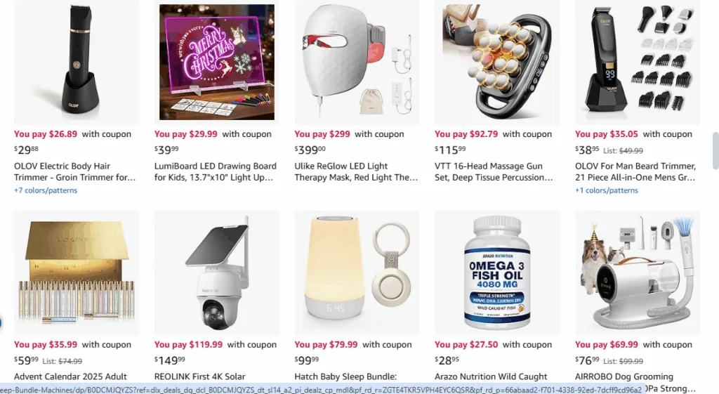 Amazon coupon deals product grid