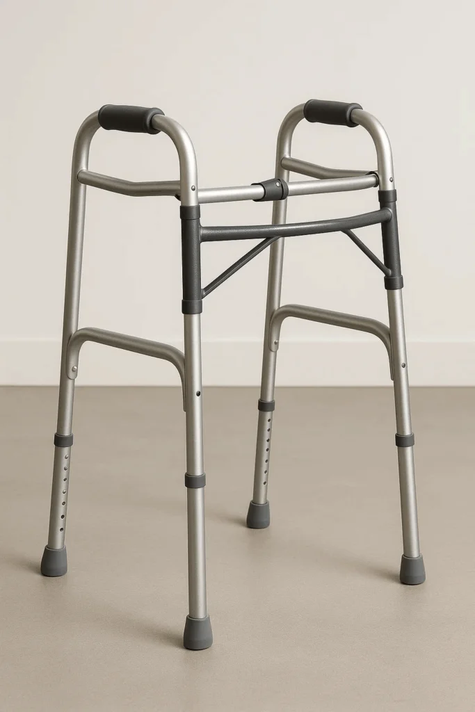 Lightweight folding walker on light background